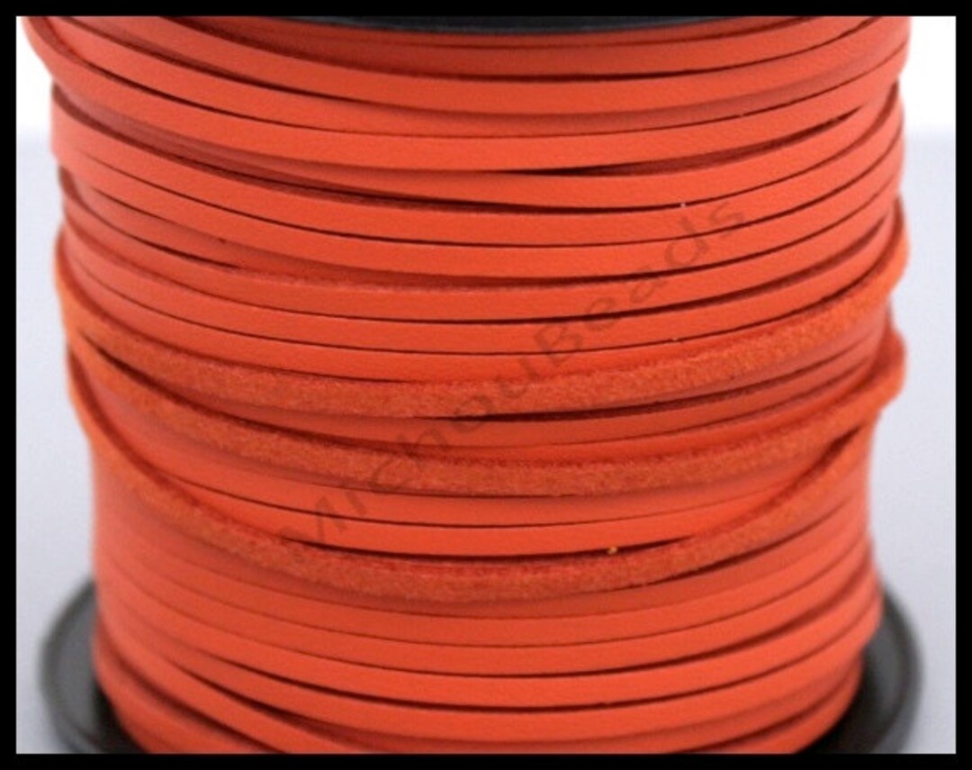 5 Yards RUST Tangerine Faux LEATHER 3mm Flat Cord 3x1.5mm - Etsy