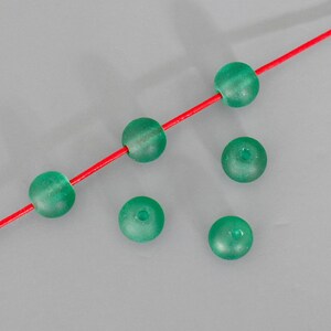 32&quot; Strand EMERALD GREEN 8mm FROSTED Glass Round Beads - Large 1.5mm Hole Semi Transparent Glass for Diy Beading Jewelry Supplies - 7363