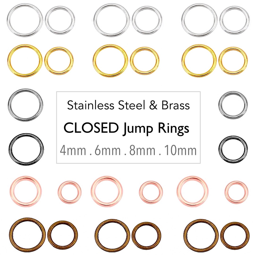 SOLDERED CLOSED Jump Rings Round Closed Jump Ring 18 & 20 Gauge Stainless Steel Silver Gold