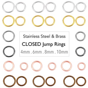 SOLDERED CLOSED Jump Rings - Round Closed Jump Ring 18 & 20 Gauge - Stainless Steel Silver Gold Gunmetal Antique Bronze Copper Brass