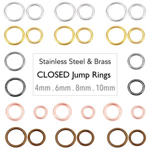 SOLDERED CLOSED Jump Rings  4mm to 10mm Round Jumpring 18 20 Gauge - 18K Gold Filled . Stainless Steel Silver Gunmetal Antique Bronze Copper
