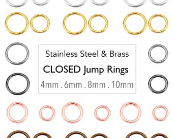 SOLDERED CLOSED Jump Rings - Round Closed Jump Ring 18 & 20 Gauge - Stainless Steel Silver Gold Gunmetal Antique Bronze Copper Brass