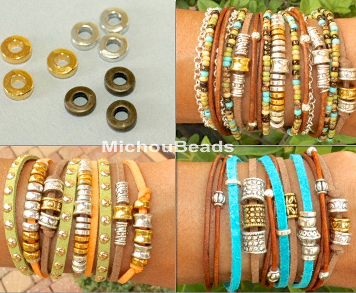 100 GOLD 6mm Washer Heishi Beads 6x2mm TIBETAN Style Large Etsy