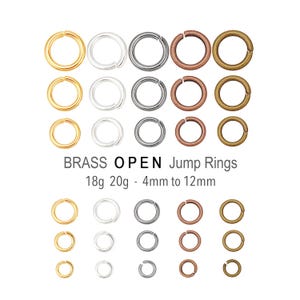 18g 20g Brass OPEN Jump Rings 3mm 4mm 5mm 6mm 7mm 8mm 10mm 12mm Round 18 20 Gauge Silver Gold Gunmetal Antique Copper Bronze Jumprings Links