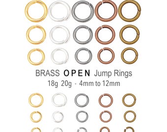 BRASS Jump Rings 3mm-12mm 18 20 Gauge Silver Gold Platinum Gunmetal Antique Copper Bronze