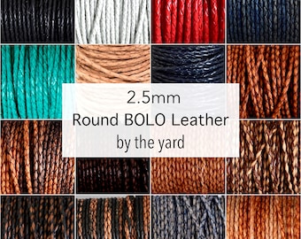 2.5mm BOLO BRAIDED Leather Cord - Round Genuine Natural Leather Bolo Cord Braided by the Yard Wholesale