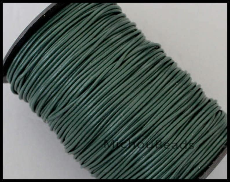 5 Yards 2mm Round LEATHER Cord DARK Green 15 Feet Genuine Natural Lead free dye Indian Boho Leather Cording By the Yard USA Wholesale image 2