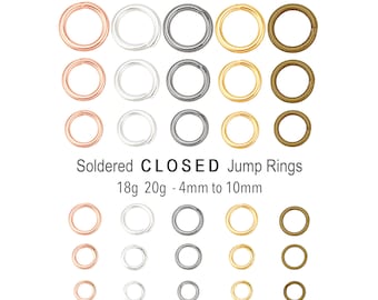 SOLDERED CLOSED Jump Rings 4mm  10mm Stainless Steel Silver Gunmetal Gold Antique Bronze Copper
