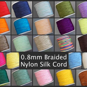 0.8mm Braided Nylon Cord - Nylon Silk Chinese Knot Shamballa Macrame Thin Strong Knotting Beading String Thread Cording 0.8 mm by the Yard