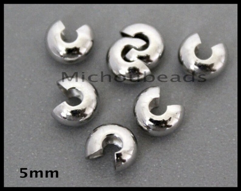 25 PLATINUM 5mm Crimp Cover Brass Spacer Bead Cover Leather Cord knots Instant Ship DIY Craft Beading Usa Wholesale 6747