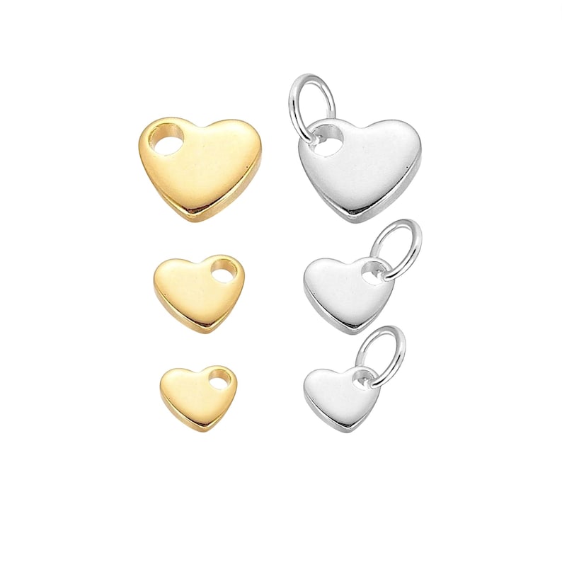 18K gold stainless steel heart charm tag pendant for DIY blank stamping jewelry making beading supplies