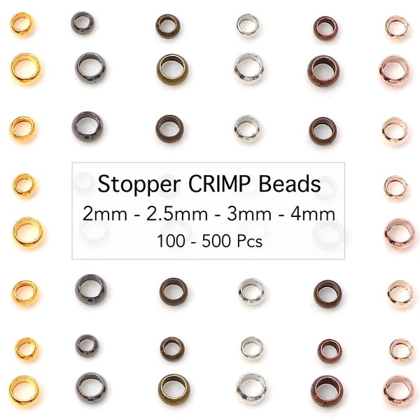 Round CRIMP Beads - Micro Stopper Beads Large Hole Metal Seed Beads - Silver Gold Gunmetal Antique Bronze Copper Mixed Sizes and Colors