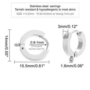 Jewelry | Stainless Steel Womens Mens 3pair Huggie Hoop Earrings With Cz Silver 14mm 688697c2b722f543bfe5ea96
