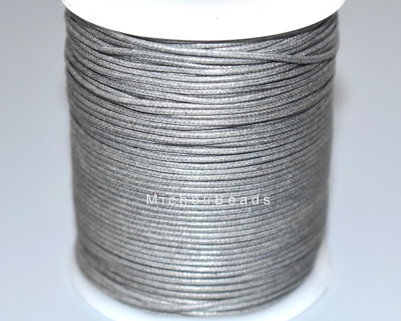 5 Yards GREY Polished Strong Lightly Waxed Cotton Shamballa Macrame Braiding Beading Wrap Bracelet 1mm Wax COTTON Indian Cord