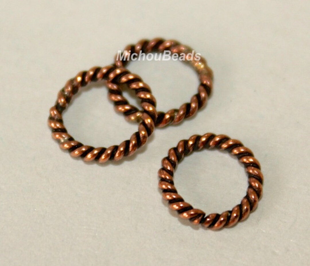 10 Soldered CLOSED 8mm 16 Gauge Jump Rings - Antique COPPER Plated 8mm ...