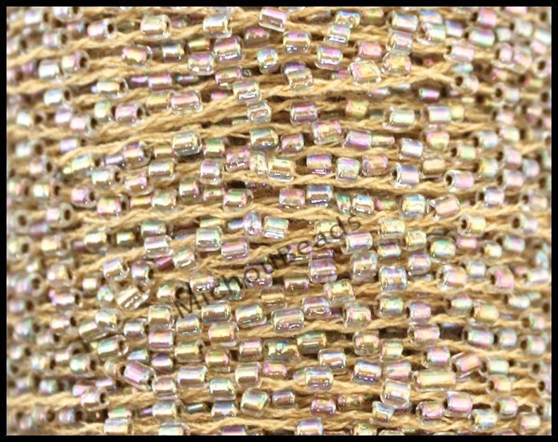 110 Beaded Cord for Wrap Bracelet #31 MEDIUM Blue 2mm Opaque Round Tiny Seed beads weaved on Polyester Thread 5 YARDS SEED Bead Cord