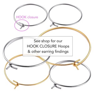 hook closure round hoop ear wire and wine glass charms - 316 stainless steel by MichouBeads