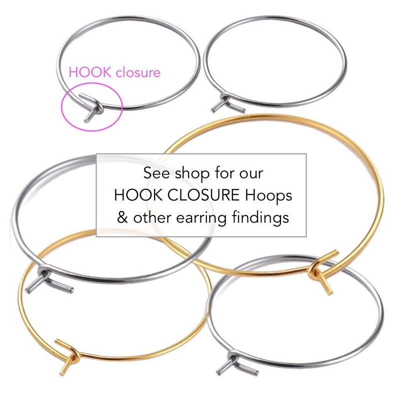 hook closure round hoop ear wire and wine glass charms - 316 stainless steel by MichouBeads