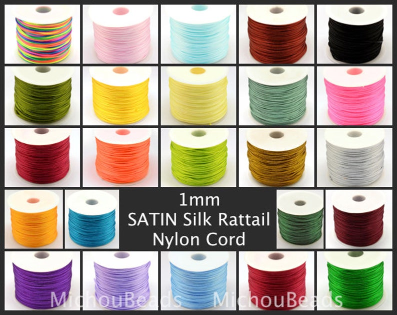 1mm Nylon SATIN Cord 15 Yards LILAC Silk Nylon Smooth Chinese Knot Shamballa Macrame Rattail Bulgtail Mousetail Knotting 1 mm Cords