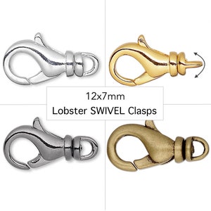 Small Swivel Lobster Clasps 12mm X 7mm in Rose Gold, Silver, Gold