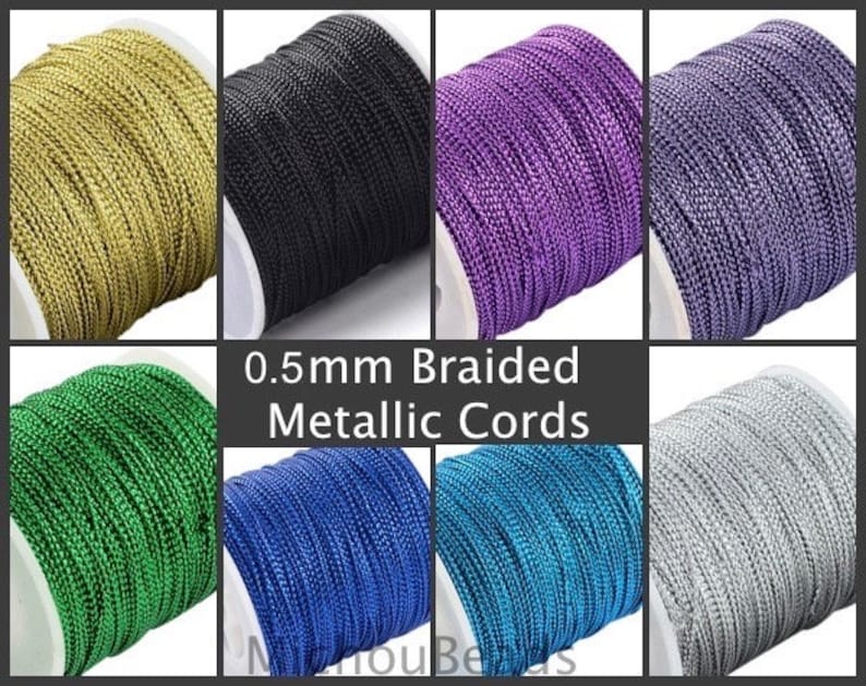 0.5mm Braided METALLIC Cord 15 Yards GREEN Silk Chinese Knot Shamballa Macrame Knotting Diy Beading Dainty String Thread 0.8mm