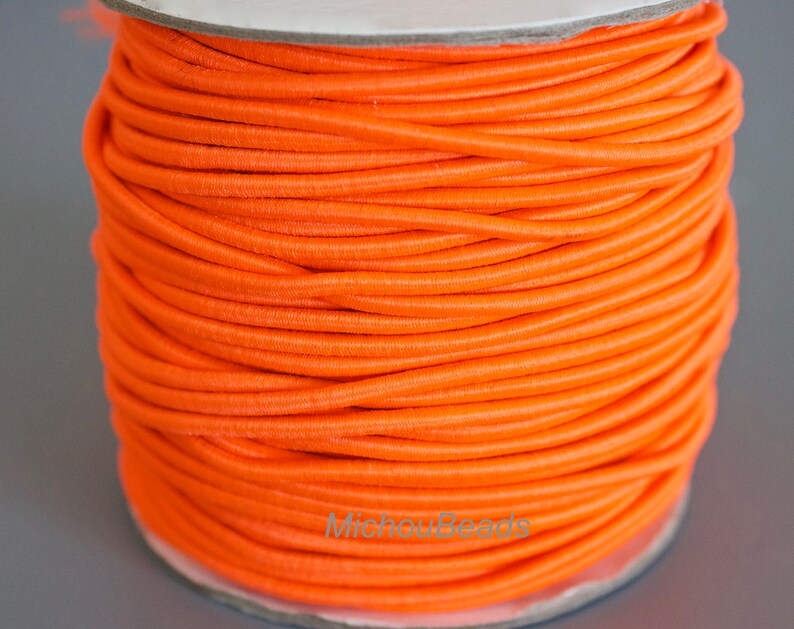 1 Yard BRIGHT ORANGE Round Nylon Coated Rubber Stretch Cording for Diy Craft Beading Wrap Bracelet Jewelry 2mm ELASTIC Cord