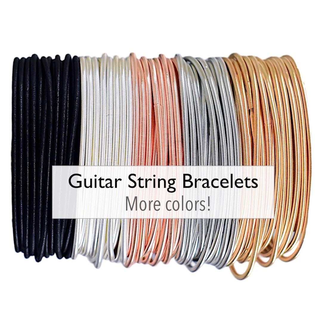 GUITAR String Bracelets . STEEL Stetchy Coil Gimp Strings . Diy Add