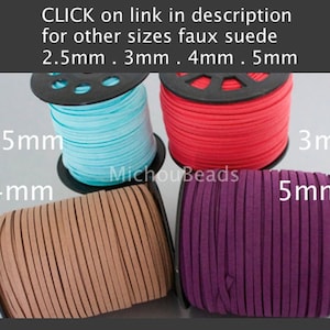 3mm FLAT Faux Suede Cord VEGAN 3x1.5mm Flat micro Fiber Faux Suede Leather Ribbon Jewelry Cord Pick COLOR Usa Instant Ship image 3