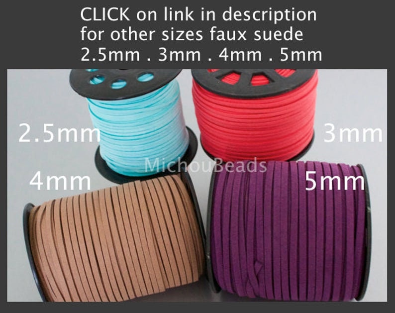 3mm FLAT Faux Suede Cord VEGAN 3x1.5mm Flat micro Fiber Faux Suede Leather Ribbon Jewelry Cord Pick COLOR Usa Instant Ship image 3