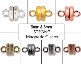 6mm or 8mm MAGNETIC Claps . STRONG Clasp . Small EXTRA Strength Barrel Clasps . Gold Antique Silver Copper Bronze Gunmetal For Bracelets