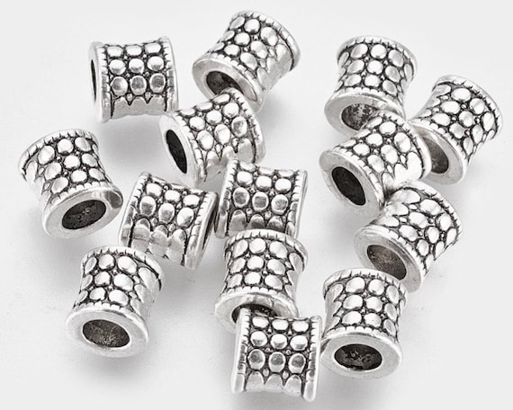 Antiqued SILVER 8mm TUBE Beads 8x8mm Tibetan Style Large