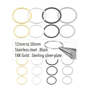 Linking RINGS Connector Round Circle . 18K Gold Sterling Silver Plate 304 Stainless Steel Black 12mm 15mm 20mm 25mm 30mm 35mm 40mm 45mm 50mm