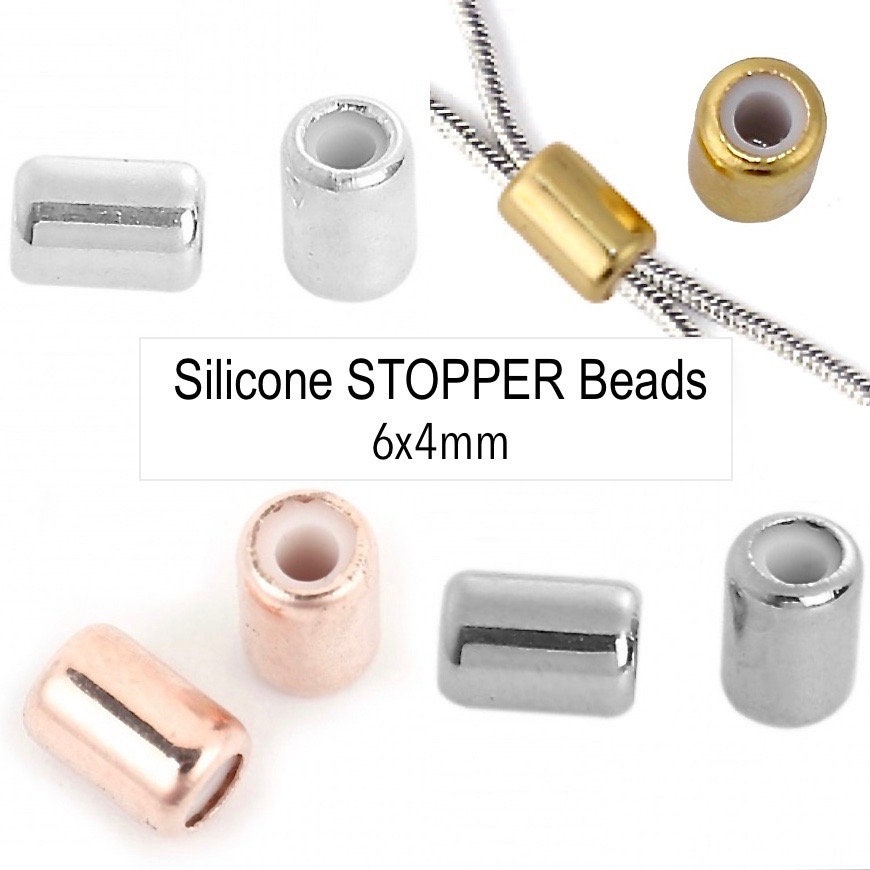Gold Stopper Bail Beads With Rubber Tube Charm Holder Spacer