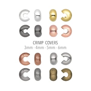 3mm 4mm 5mm 6mm CRIMP COVER Beads Stainless Steel Silver Gold Copper Platinum Gunmetal Plated Brass Spacer Bead Covers Knots Cords