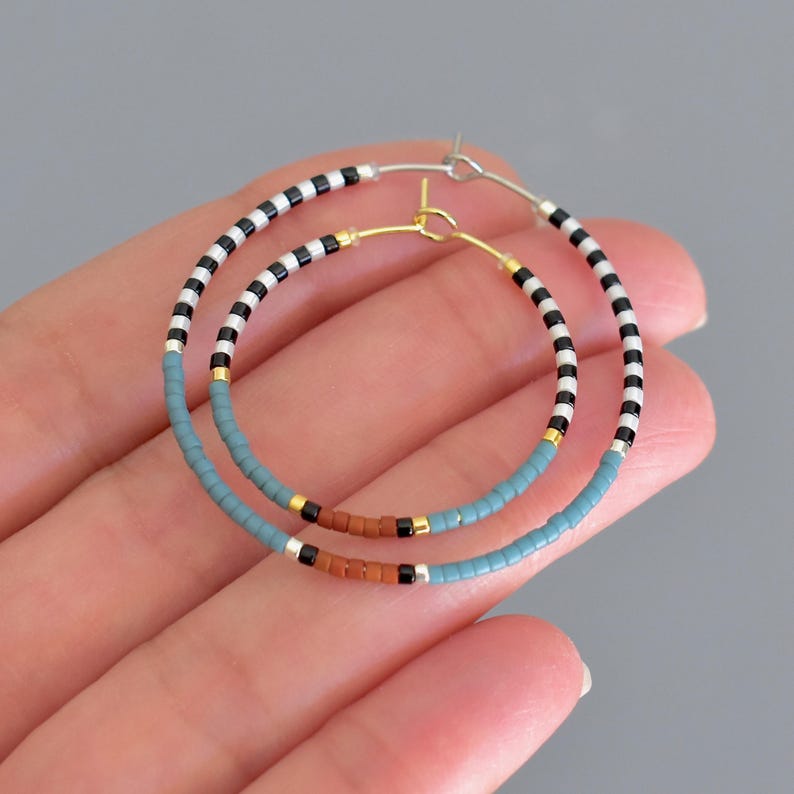 316 Surgical STAINLESS Steel HOOPS Earrings 18K Gold SILVER Black Ear Wire Rings image 6