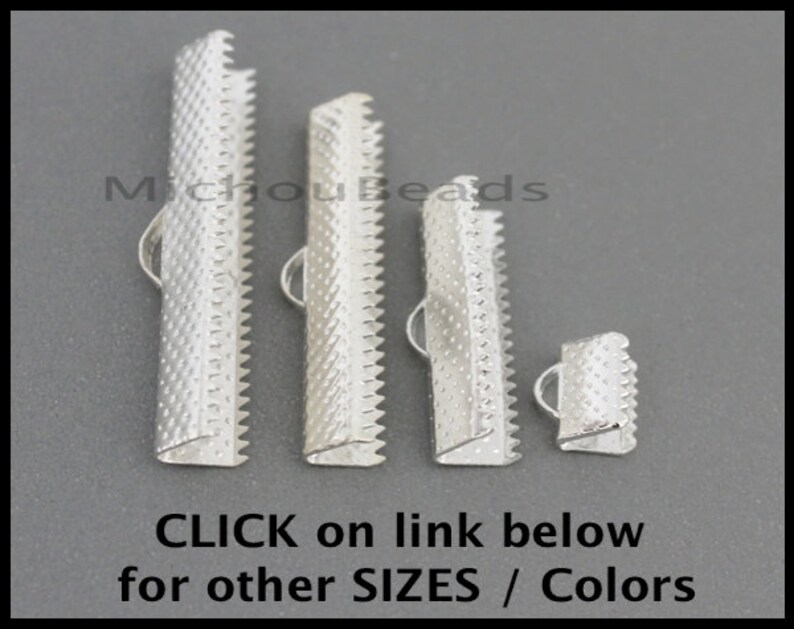 6568 Usa Discount Crimps BULK 26 Textured 22mm Bright SILVER Iron Ribbon End CRIMPS 22x6mm Rectangle Clamp Crimps Leather and Cord