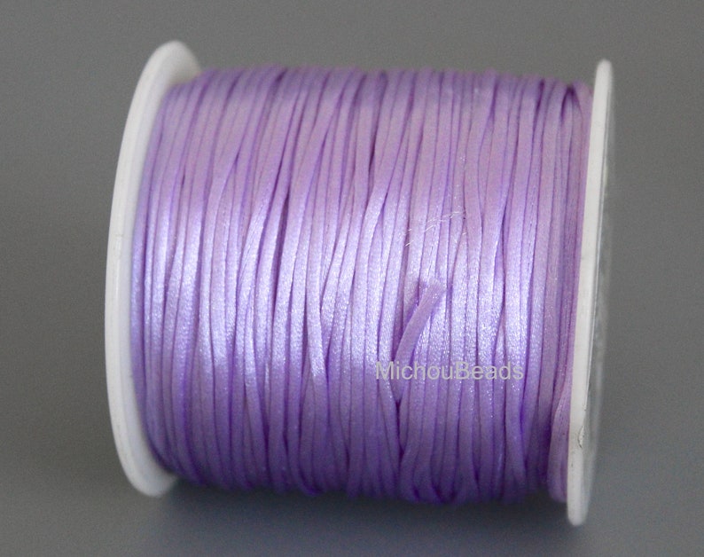 1mm Nylon SATIN Cord 15 Yards LILAC Silk Nylon Smooth Chinese Knot Shamballa Macrame Rattail Bulgtail Mousetail Knotting 1 mm Cords