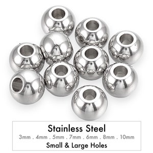 10pcs 304 Stainless Steel Tube Beads - Smooth Mini Metal Spacer Beads, 4mm To 25mm