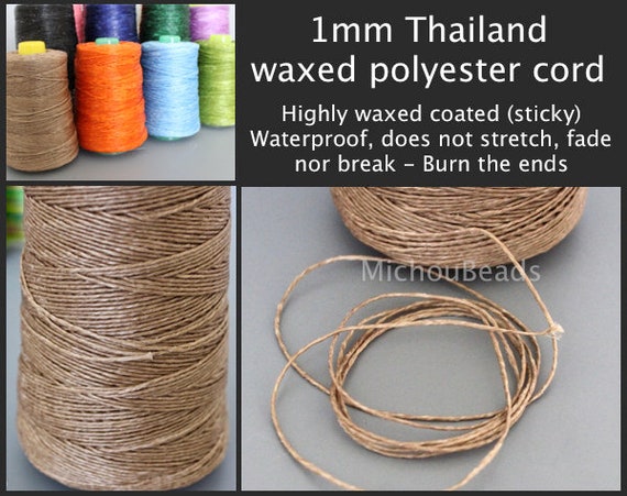 1mm THAILAND Waxed Cord by the Yard Wax Thai Environmental Polyester Cord  by the YARD / COLOR Sticky No Stretch String Diy Jewelry 