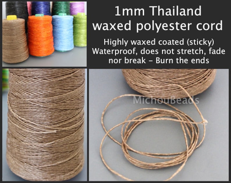 Sticky No Stretch Waterproof String Diy Jewelry 1mm THAILAND Waxed Cord 5 Yards Dark BLUE Wax Thai Environmental Polyester Cording
