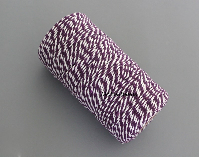 1.5mm COTTON Cord 5 Yards White GRAPE Purple Baker/'s Twine 2 Tone Colors Twist String Cording Jewelry Cord By the Yard Carded or Bundle
