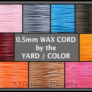 5 YARDS 0.5mm KOREAN Waxed Cord - Pick COLOR Round Soft Shiny Polyester Wax Cording for Beaded Wrap Stringing Bracelets Usa