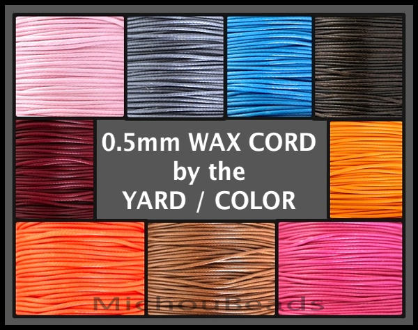 0.5mm KOREAN Waxed Cord - Pick COLOR / LENGTH by the Yard Round Soft …
