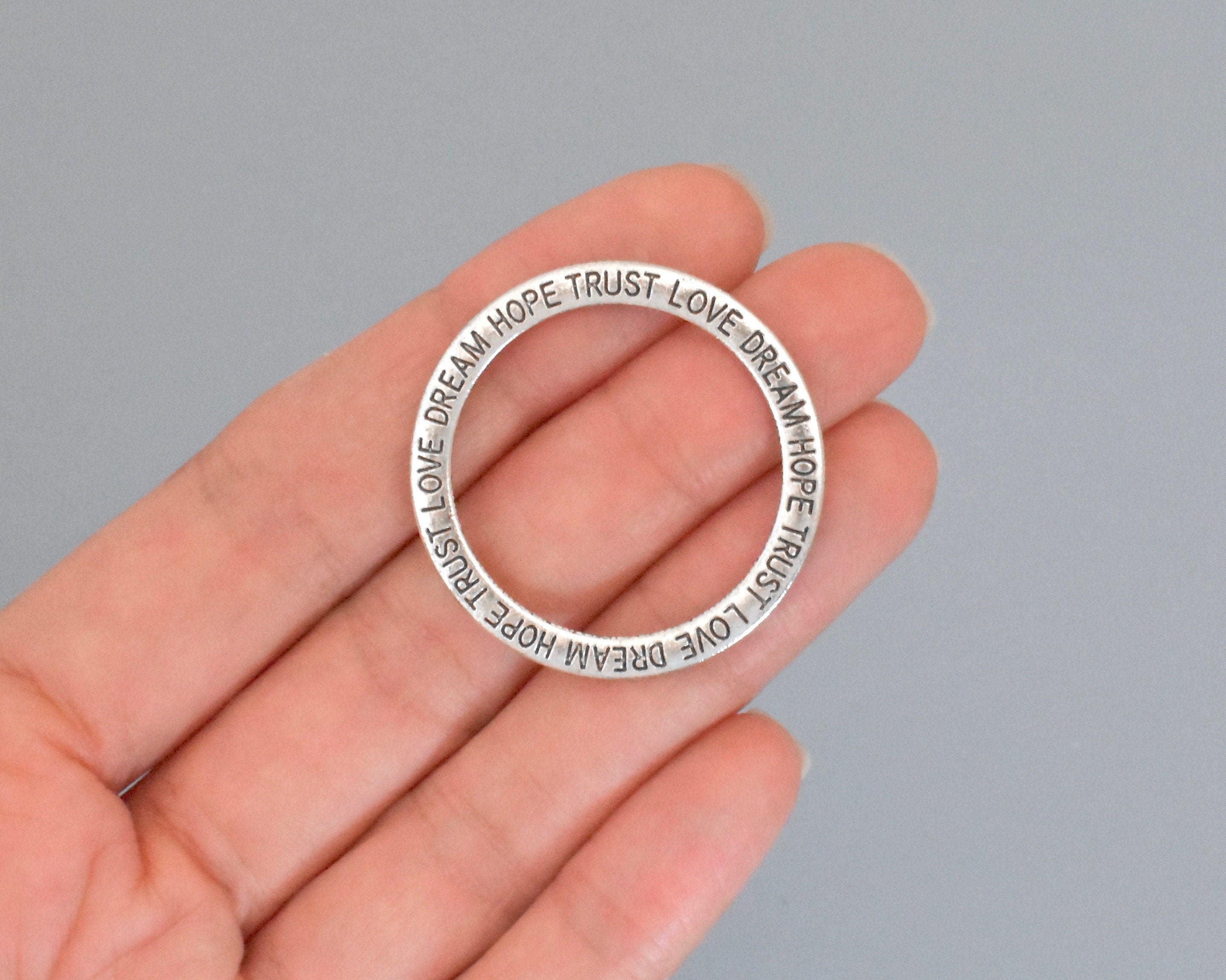 5 Silver 35mm Infinity CIRCLE Linking Rings Large Round Connector Eternity  Link Trust Love Dream Hope CHARM Lead and Nickel Safe 7421 