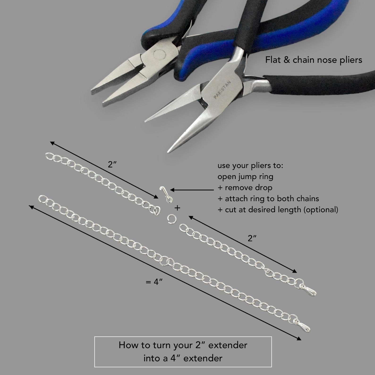 6 Chain EXTENDERS W/ End Drop . Stainless Steel Thin 4x3mm Extension ...