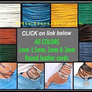 1.5mm Round Indian LEATHER Cord - Lead Free Natural Regular / Distressed Leather image 4
