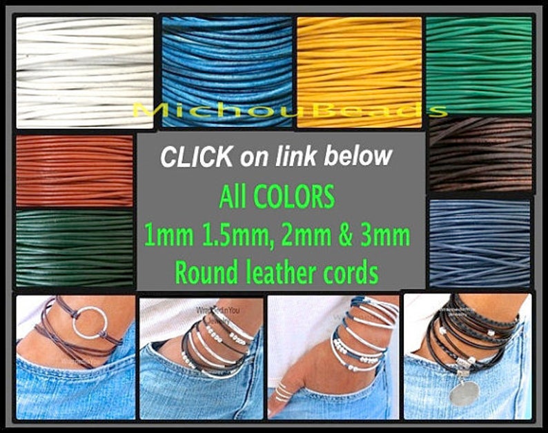 1.5mm Round Indian LEATHER Cord - Lead Free Natural Regular / Distressed Leather image 4