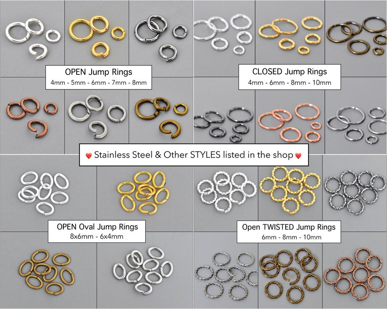 open and closed jump rings 18 gauge 20g g jumprings findings for beading jewelry making by MichouBeads