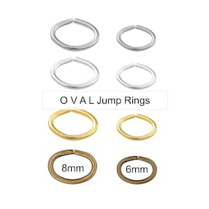 OVAL OPEN Jump Rings - 8x6mm 16 Gauge 6x4mm 19 Gauge - Stainless Steel or Brass Silver Gold Antique Bronze Oval Linking Ring - 25 / 50 PCS