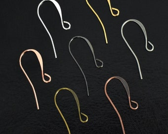French Hook Ear Wires Sloped Earring Findings 25mm Silver Gold Gunmetal Copper Antique Bronze